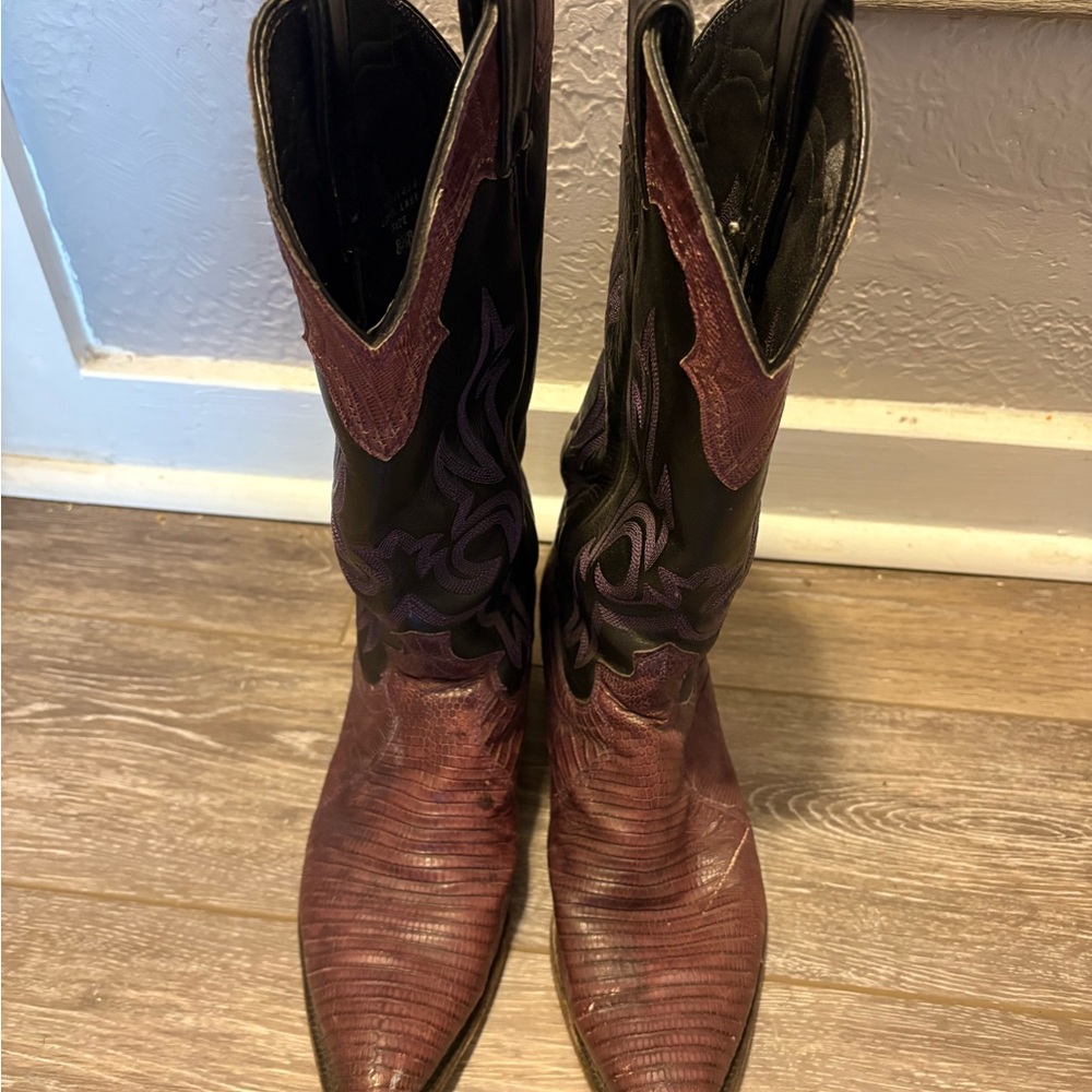 Justin Boots Women's Western Cowboy Boots - Black and Purple - Picture 2 of 5